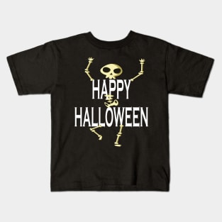 Happy Halloween Shirt Funny Skeleton Gift Tee Kids T-Shirt